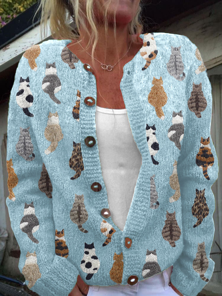 Charlotte Gezellige Kattenprint Cardigan