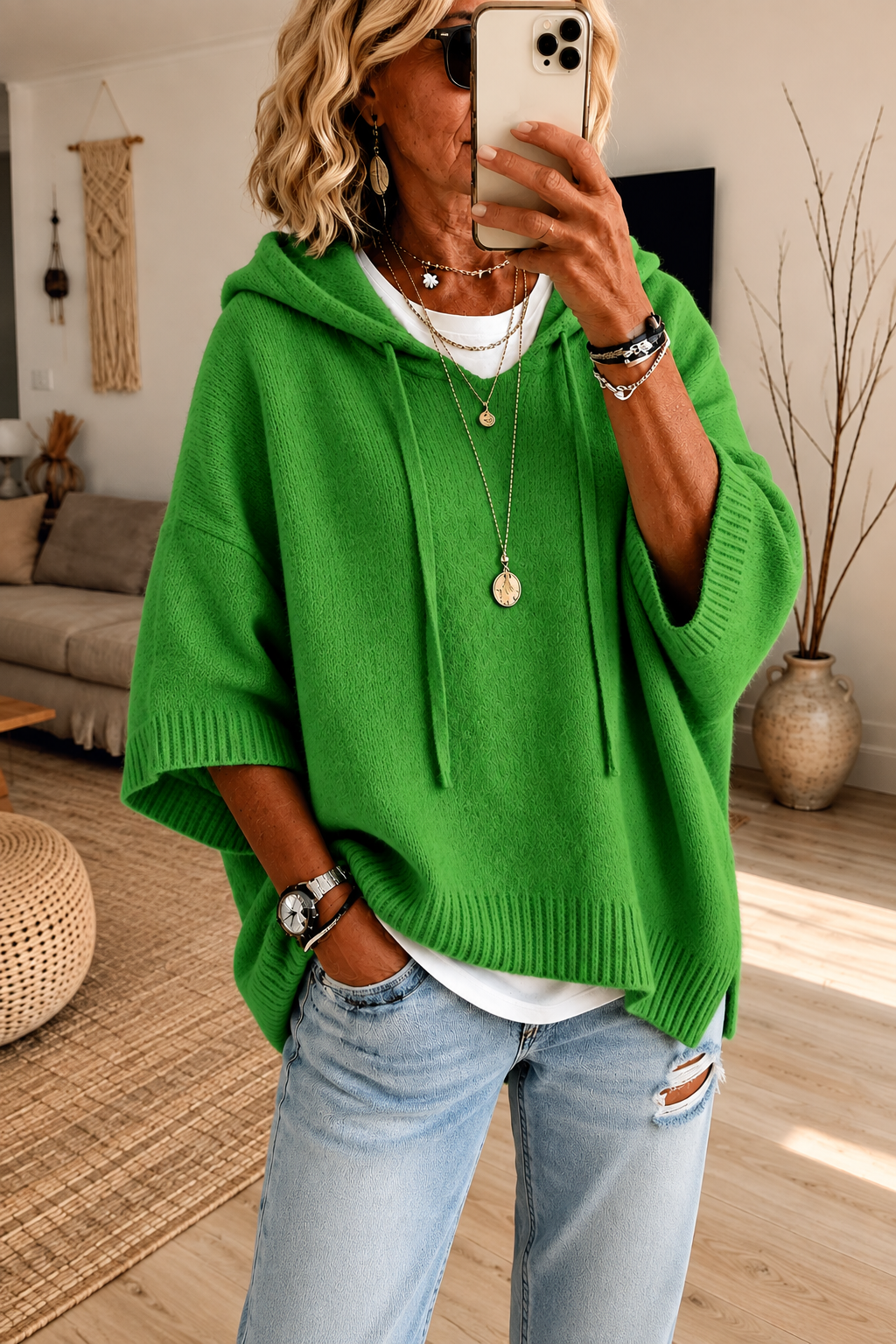 Margaux Groene Poncho Trui