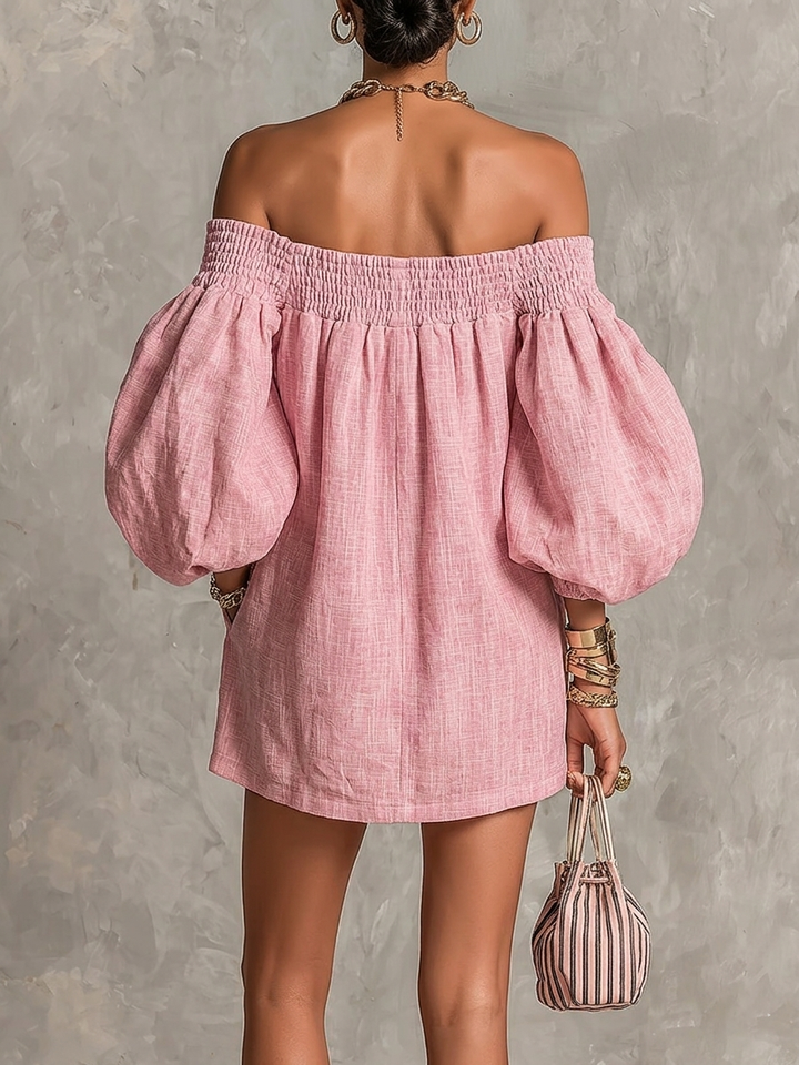 Nora | Roze Off-Shoulder Jurk
